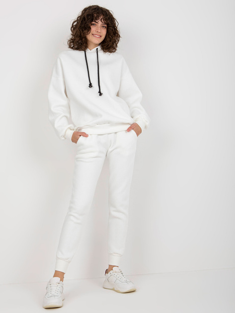 Hurt Ecru damski komplet dresowy z napisami i zamkami