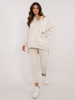 Hurt Jasnobeżowy melanżowy dresowy komplet basic