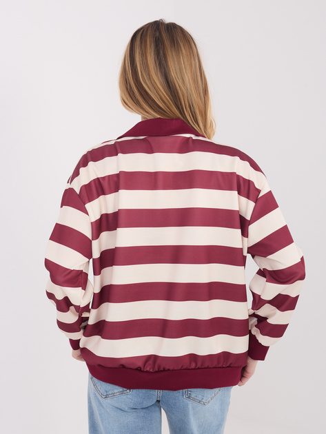 Bordowa damska buza oversize w paski