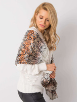 Khaki-pomarańczowa chusta we wzory