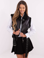 Hurt Czarna zimowa kamizelka typu ramoneska