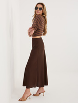 Brązowa satynowa spódnica o kroju syrenki