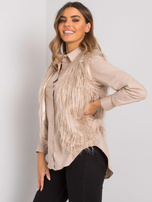 Beżowa damska kamizelka futrzana Moncalieri OCH BELLA