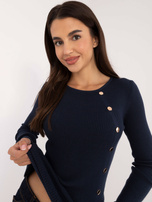 Hurt Granatowy klasyczny sweter z domieszką wiskozy