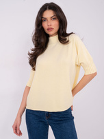 Jasnożółty damski sweter z krótkim rękawem