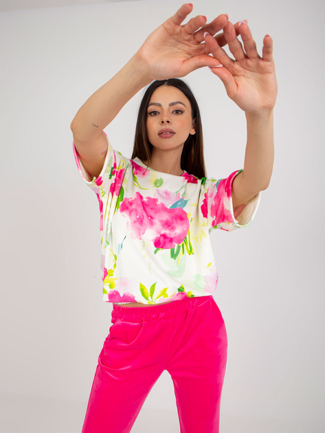 Hurt Różowo-ecru dwuczęściowy komplet welurowy RUE PARIS