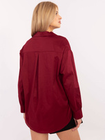 Hurt Bordowa rozpinana koszula damska z kołnierzykiem