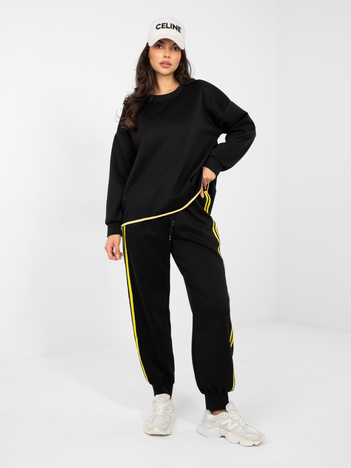 Czarny damski komplet ze spodniami typu jogger RUE PARIS 