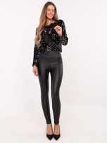 Hurt Czarne ocieplane legginsy z wysokim stanem