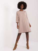 Hurt Dark Beige Cotton Dress Jamelia RUE PARIS.