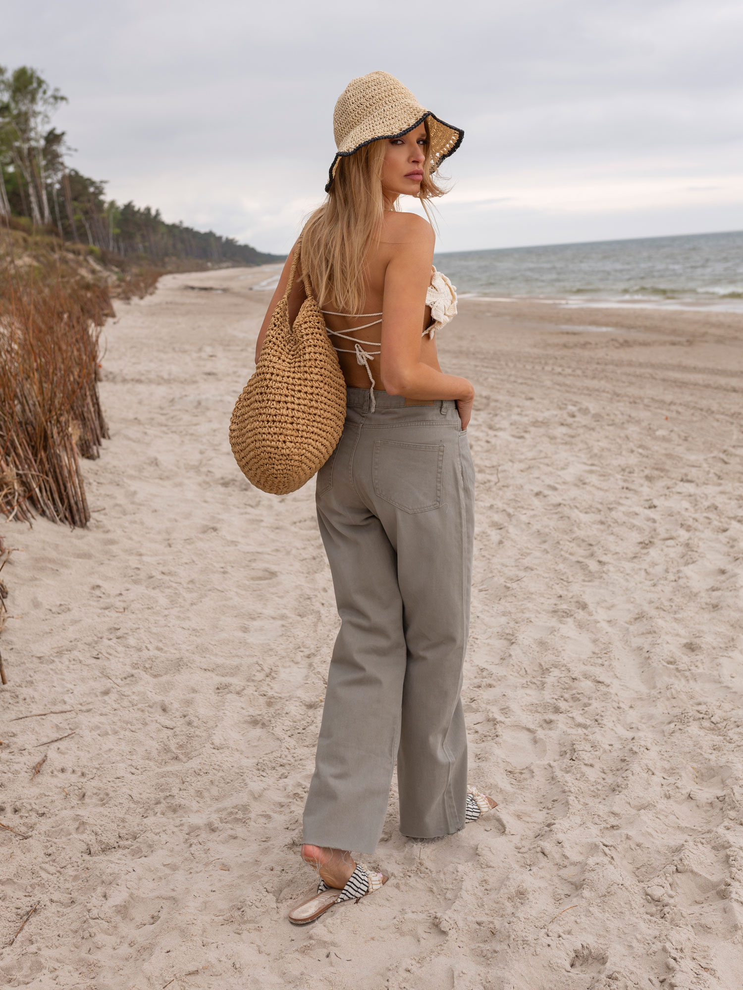 Hurt Khaki spodnie jeansowe z szeroką nogawką FRESH MADE