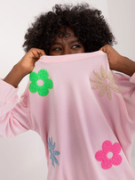 Hurt Jasnoróżowy casualowy komplet welurowy z bluzą