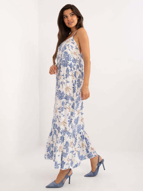 Hurt Biało-niebieska długa sukienka na ramiączkach