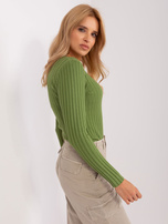 Hurt Khaki classic sweater with round neckline.