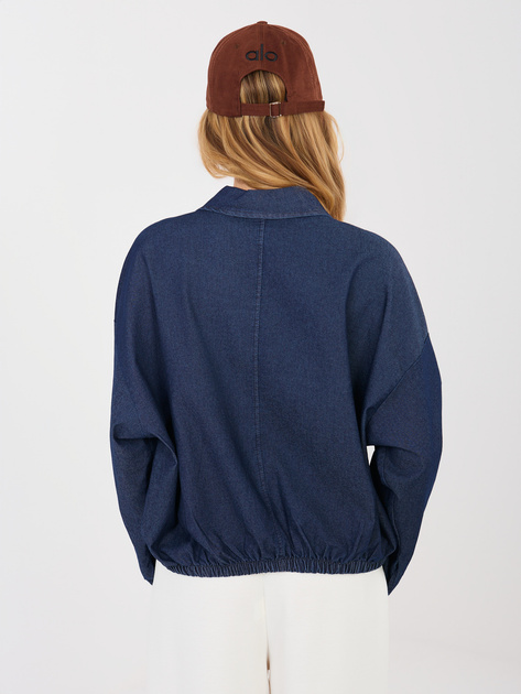 Granatowa jeansowa koszula z kieszeniami