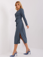 Hurt Brudnoniebieska prążkowana sukienka koktajlowa