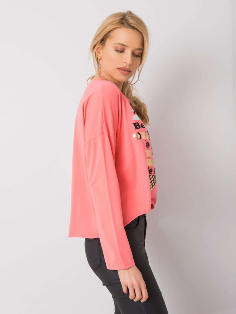 Koralowa bluzka z długim rękawem Miriana
