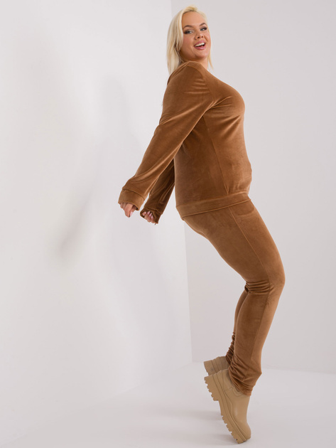 Hurt Jasnobrązowy welurowy komplet plus size Jeanne