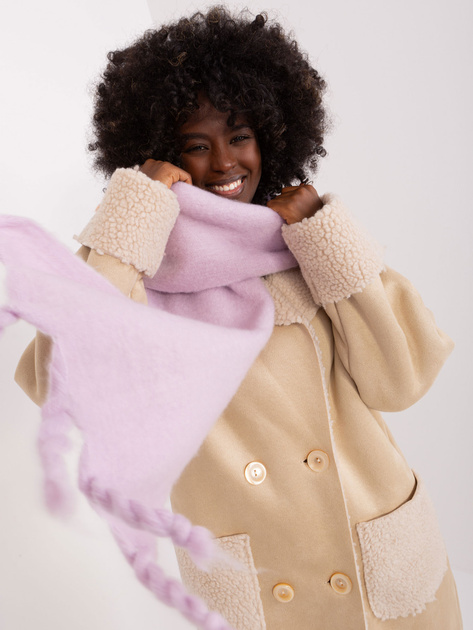 Hurtownia Jasnofioletowy długi szal z frędzlami