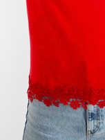 Hurt Czerwona bluzka na co dzień z okrągłym dekoltem 