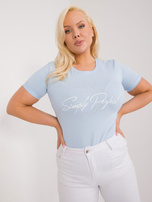 Hurt Jasnoniebieski t-shirt plus size z okrągłym dekoltem