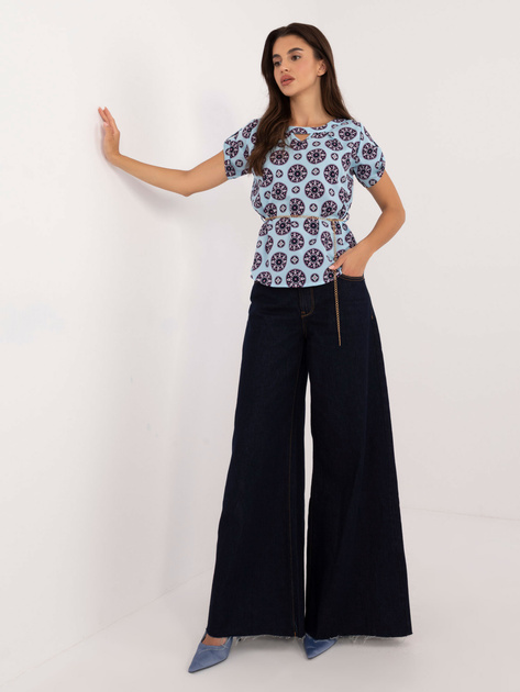 Hurt Jasnoniebieska bluzka wizytowa z wycięciem