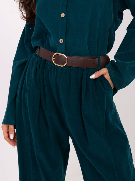 Morskie sztruksowe spodnie z zakładkami