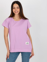 Hurt Jasnofioletowa damska bluzka oversize z rozcięciami