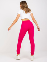 Fuksjowe damskie spodnie dresowe z wysokim stanem