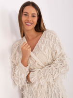 Jasnobeżowy kardigan bez zapięcia RUE PARIS