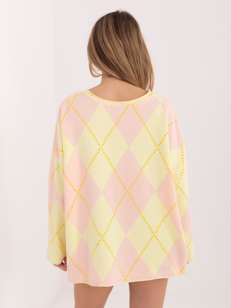 Pastelowa różowo-żółta bluza oversize bez kaptura