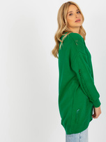 Hurt Zielony sweter rozpinany oversize z dziurami RUE PARIS