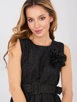 Czarna koktajlowa sukienka z fakturowej tkaniny RUE PARIS