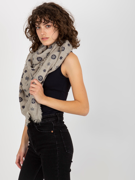 Hurtownia online Szary damski szal z printami