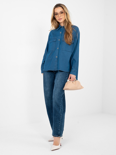 Niebieska jeansowa koszula z dłuższym tyłem