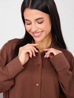 Brązowa damska koszula oversize z kołnierzykiem 