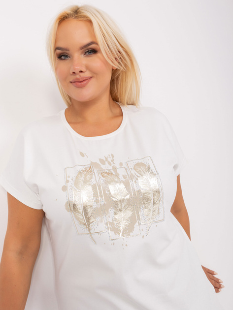 Hurt Ecru codzienna bluzka plus size z nadrukiem