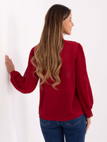 Bordeaux elegante Bluse mit Rüsche.