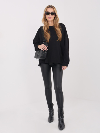 Czarna bluza oversize z naszywką RUE PARIS