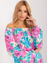 Hurt Niebieska bluzka hiszpanka w kwiaty RUE PARIS