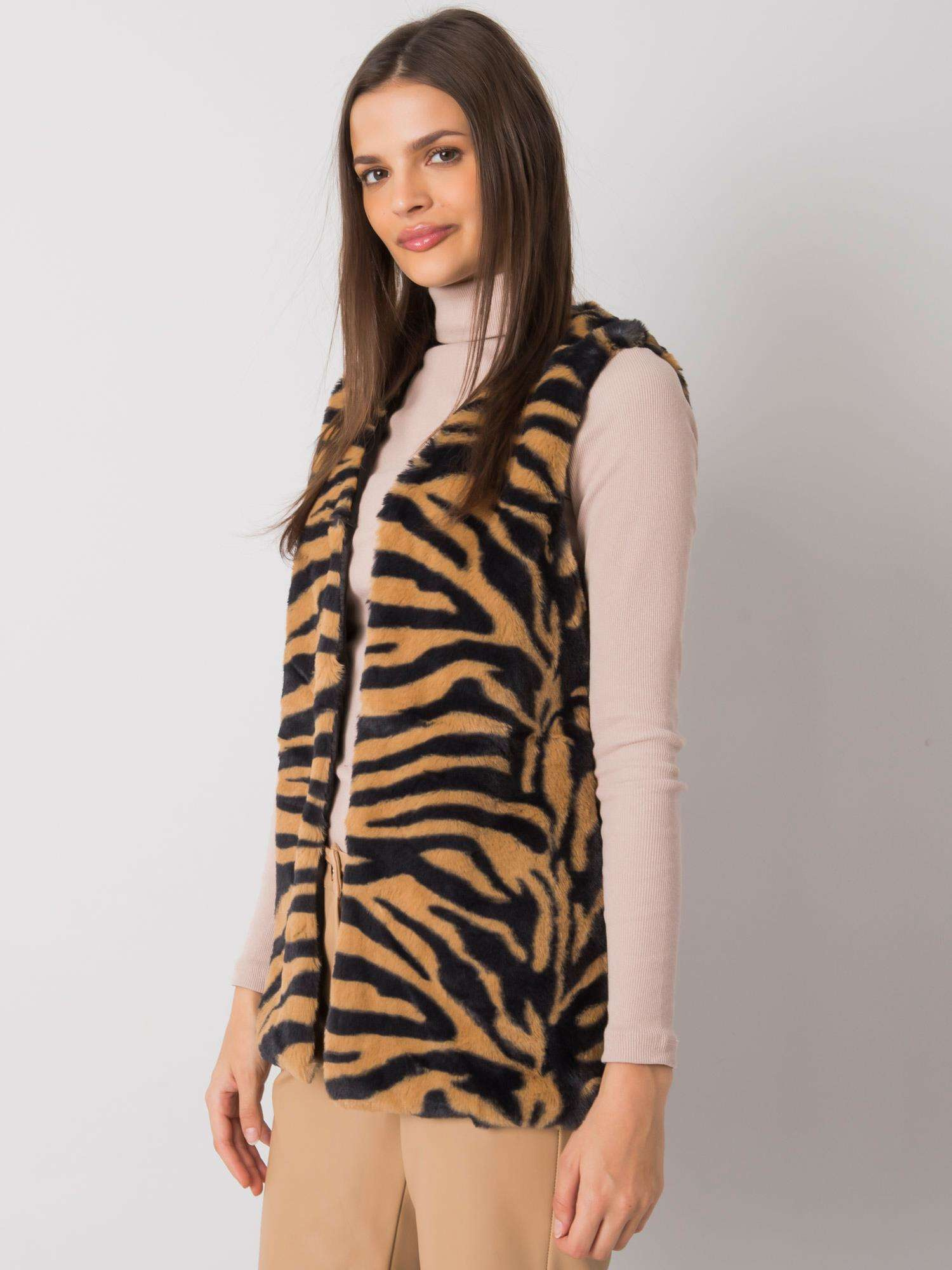 Raegen Patterned Beige Fur Vest