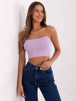 Hurt Liliowy krótki top basic w prążek SUBLEVEL