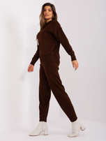 Hurtownia Ciemnobrązowy dwuczęściowy damski komplet casualowy