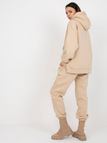 Hurtownia Beżowy dwuczęściowy komplet dresowy oversize