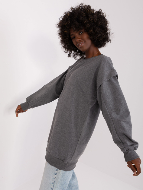 Hurtownia Ciemnoszara długa bluza o kroju oversize