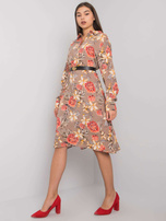 Ciemnobeżowa wzorzysta sukienka Christelle