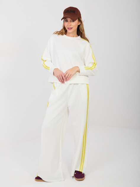 Ecru damska bluza oversize z lampasami RUE PARIS