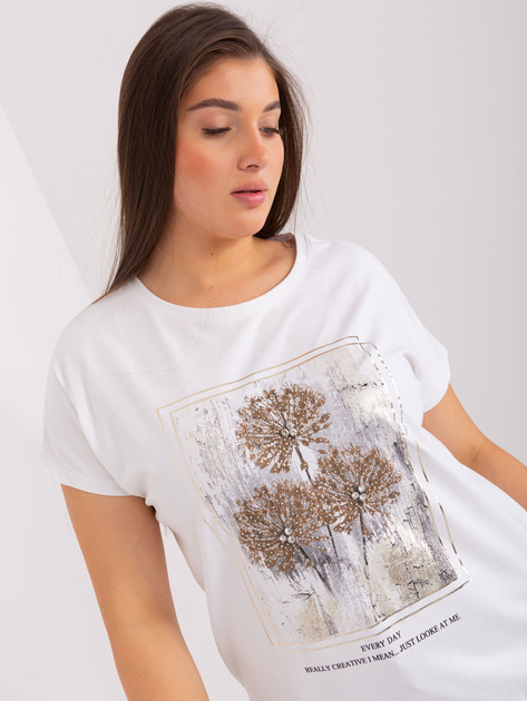 Hurt Ecru bluzka plus size z krótkim rękawem