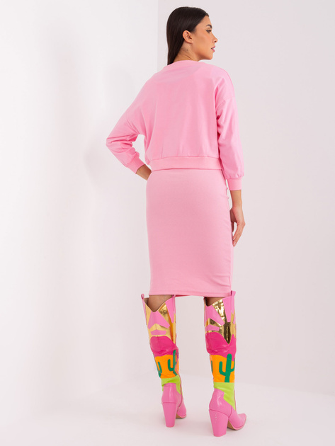 Hurt Różowy damski komplet basic z krótką bluzką