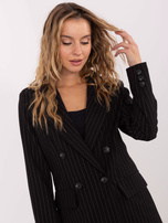 Czarna marynarka z poduszkami na ramionach RUE PARIS 